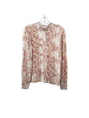 Chico's Print Blouse Long Bishop Sleeve Keyhole Multicolor Size Medium